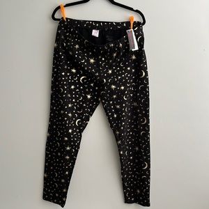 NWT Celestial Leggings in Black and Gold (Juniors) size XXXL Moon and Stars